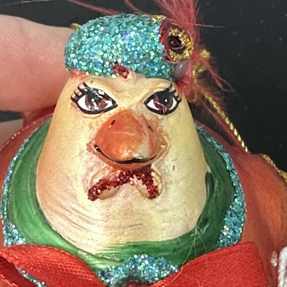 Chicken Hen Red Heels Kitschy Glass Christmas Tree Ornament 5" - Picture 12 of 16